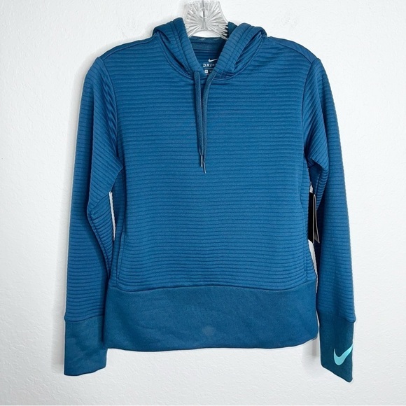 Nike Hoodie Women XS Sweater Teal Hooded Athletic Running Pullover Dri Fit B11 - Picture 1 of 10